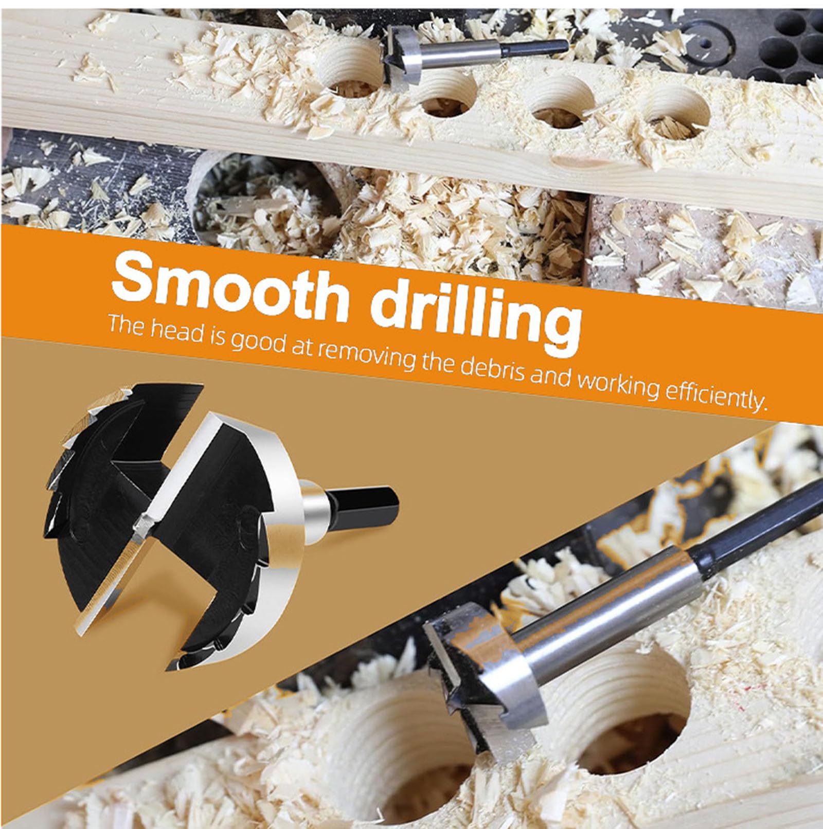 Punta per alesatura per legno a più denti con codolo esteso, 68 mm, resistente, per trapano da banco da tavolo e compensato