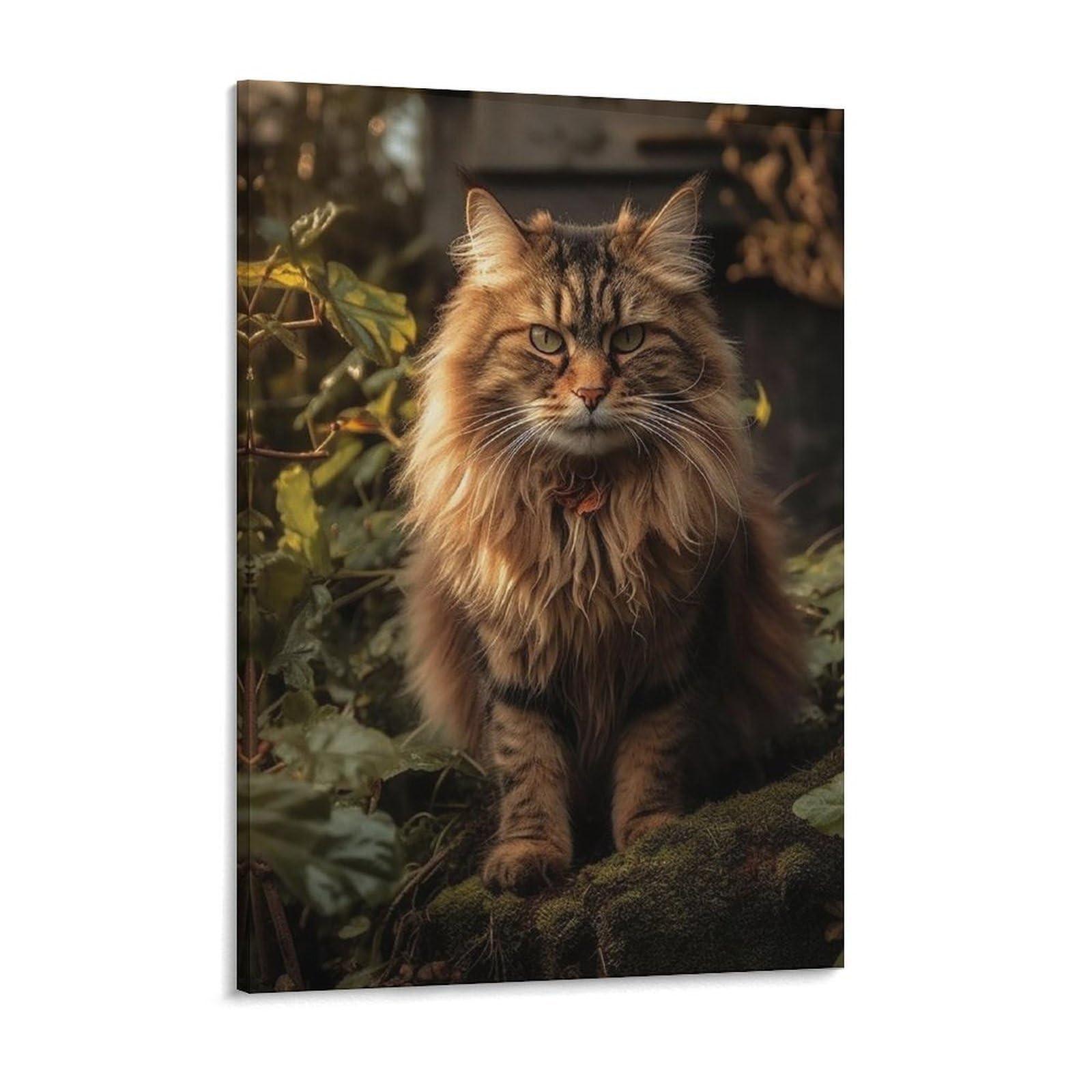 NTVOWPZO Cat Sitting in Bush Canvas Wall Art for Bedroom 12x16inch Canvas Prints Artwork for Walls Modern Picture Artwork Painting for Living Room Aesthetic Wall Paintings for Bathroom Kitchen Office