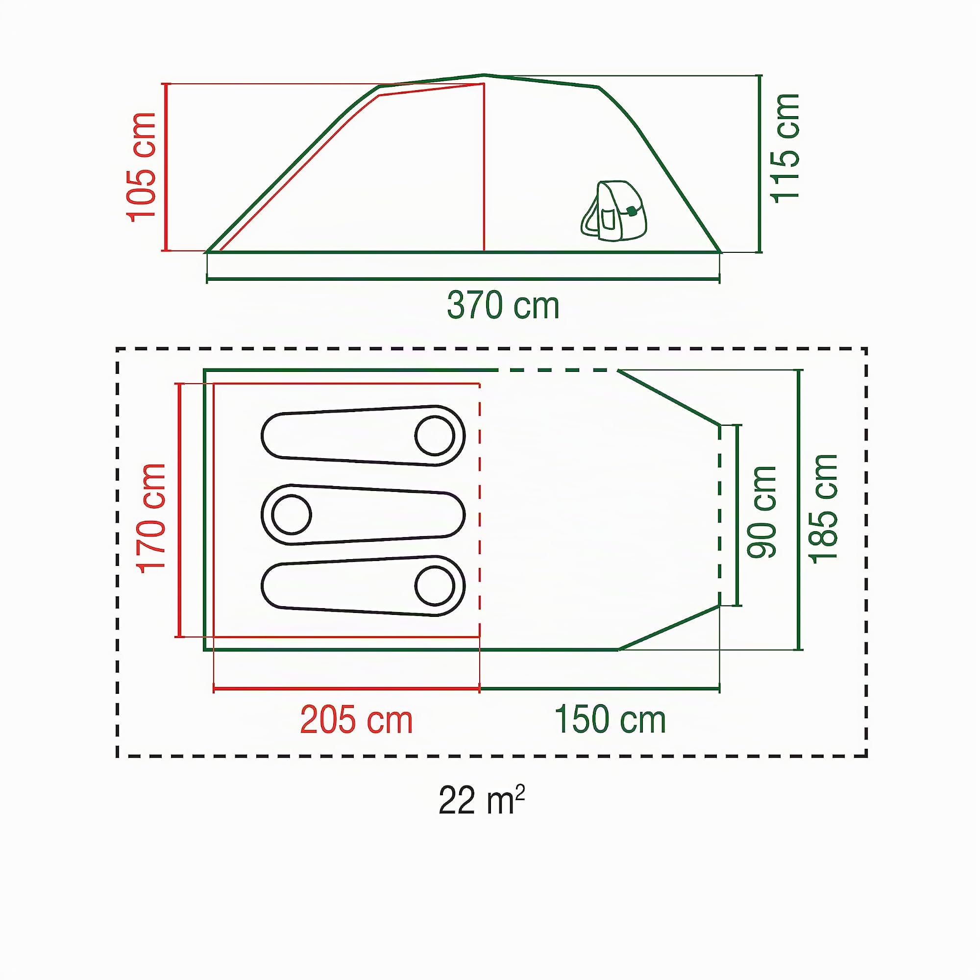 Coleman - Tenda Cortes 2 per 2 Persone, equivalente ad 1 Camera da Letto, per Escursione, Assolutamente Impermeabile, Leggera, da Campeggio con Telo da Terra Cucito