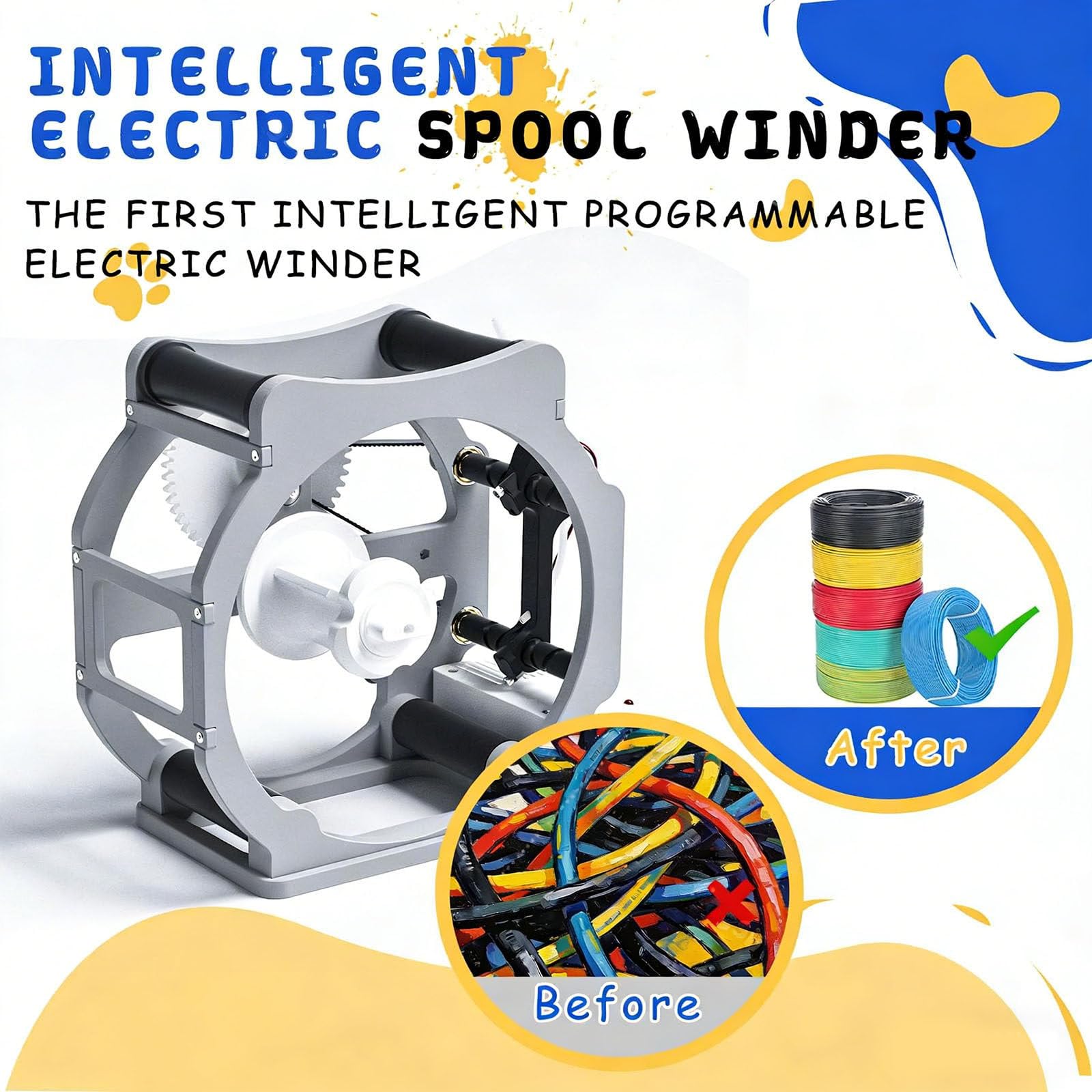 Bobinadora de filamento 3D, rebobinadora eléctrica automática con arranque y parada inteligente para rollos de 1 kg, diseño sin enredos, compatible con PLA ABS para soldadura y costura