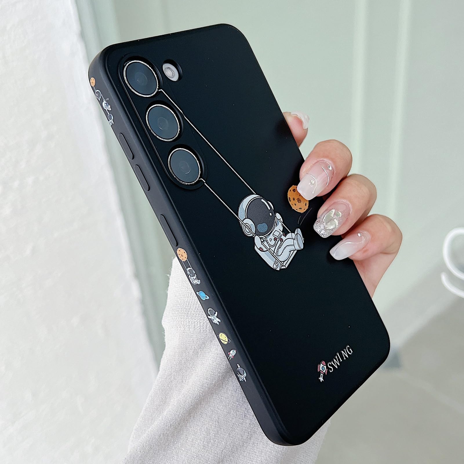 Yonds Queen Funda para Samsung Galaxy S23, diseño de astronauta de dibujos animadosforma de luna espacial elegante funda vintage a prueba de golpes apta para hombres mujeres y niños