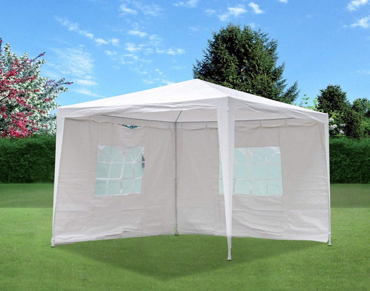 TrendLine Pavillon 3x3x2,5 m Weiss inkl. 2 Seitenteile Gartenpavillon Gartenzelt