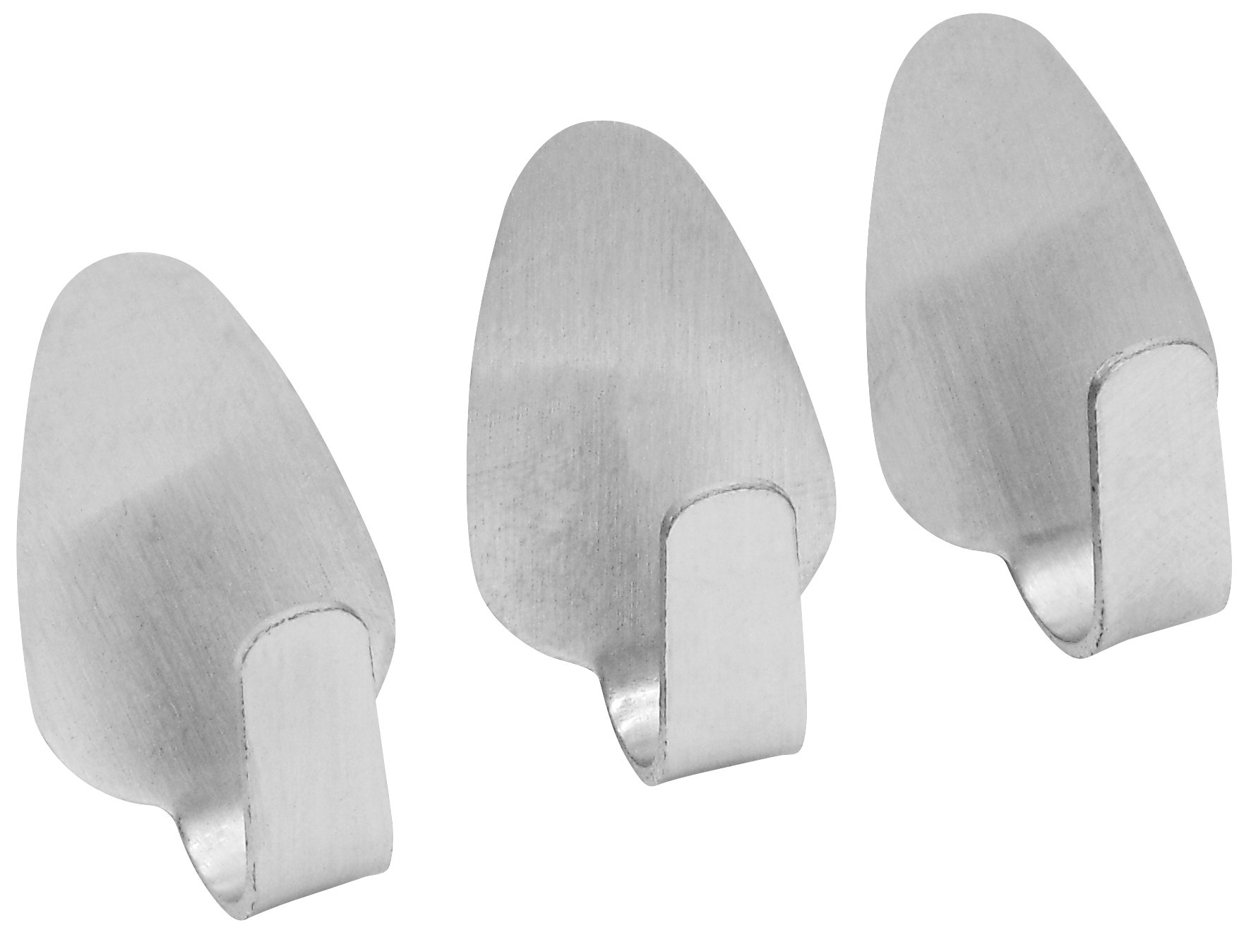 Fackelmann Oval Adhesive Hooks Set, Silver, 1-Inch. 3-Piece