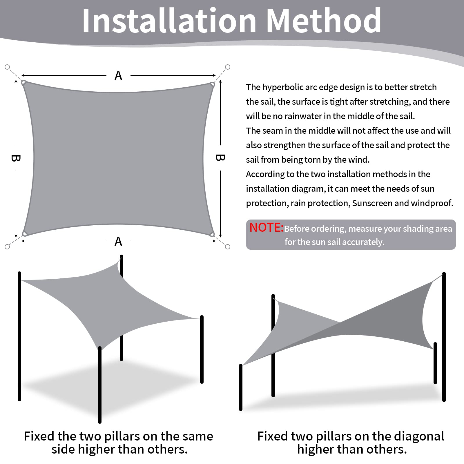 DIDUDE Voile D'Ombre Rectangulaire 2x3m - Imperméable Et Respirant - Protection UV Pour Jardin, Terrasse, Balcon