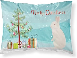 BB9332PILLOWCASE New Zealand White Rabbit Christmas Fabric Standard Pillowcase, Teal Lightweight Super Soft Easy Care Decorative Artwork Pillowcase, Standard