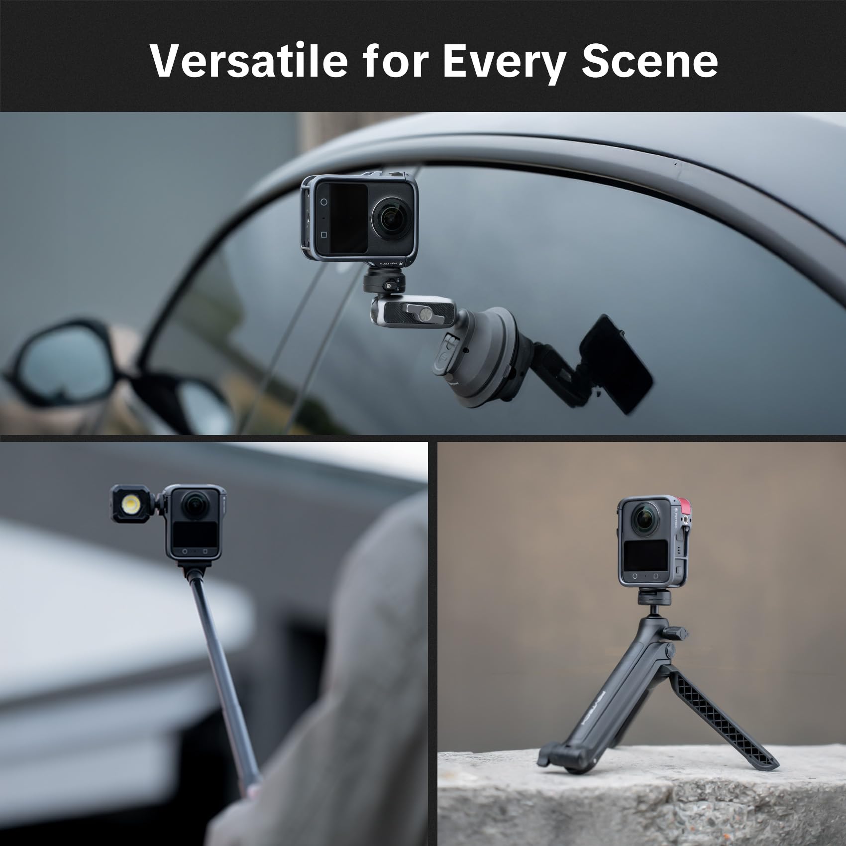 PGYTECH Caméra Cage pour DJI OSMO 360, Coque de Protection Robuste en Alliage d'Aluminium avec Bouton À Libération Rapide, Trou Fileté 1/4", Sabot Froid, Cache-Lentille en Silicone Cadre
