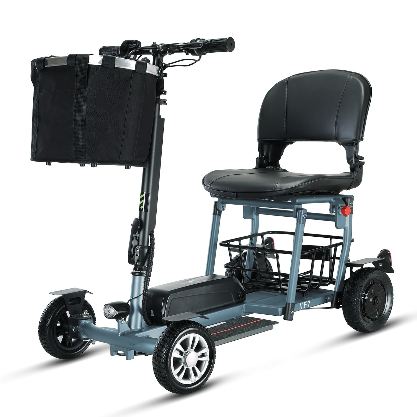 Elektromobil für Senioren, 4 Räder Seniorenmobil Klappbar, Max 15Km/h, bis zu 25KM, Seniorenmobil Mobilitätsroller mit Korb (Blau, Batterie 8AH)