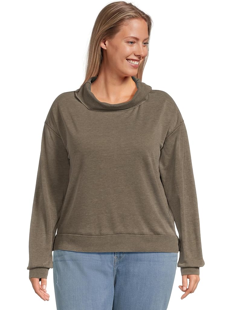 Green Mod-o-doc Long Sleeve Draped Turtleneck Sweatshirt