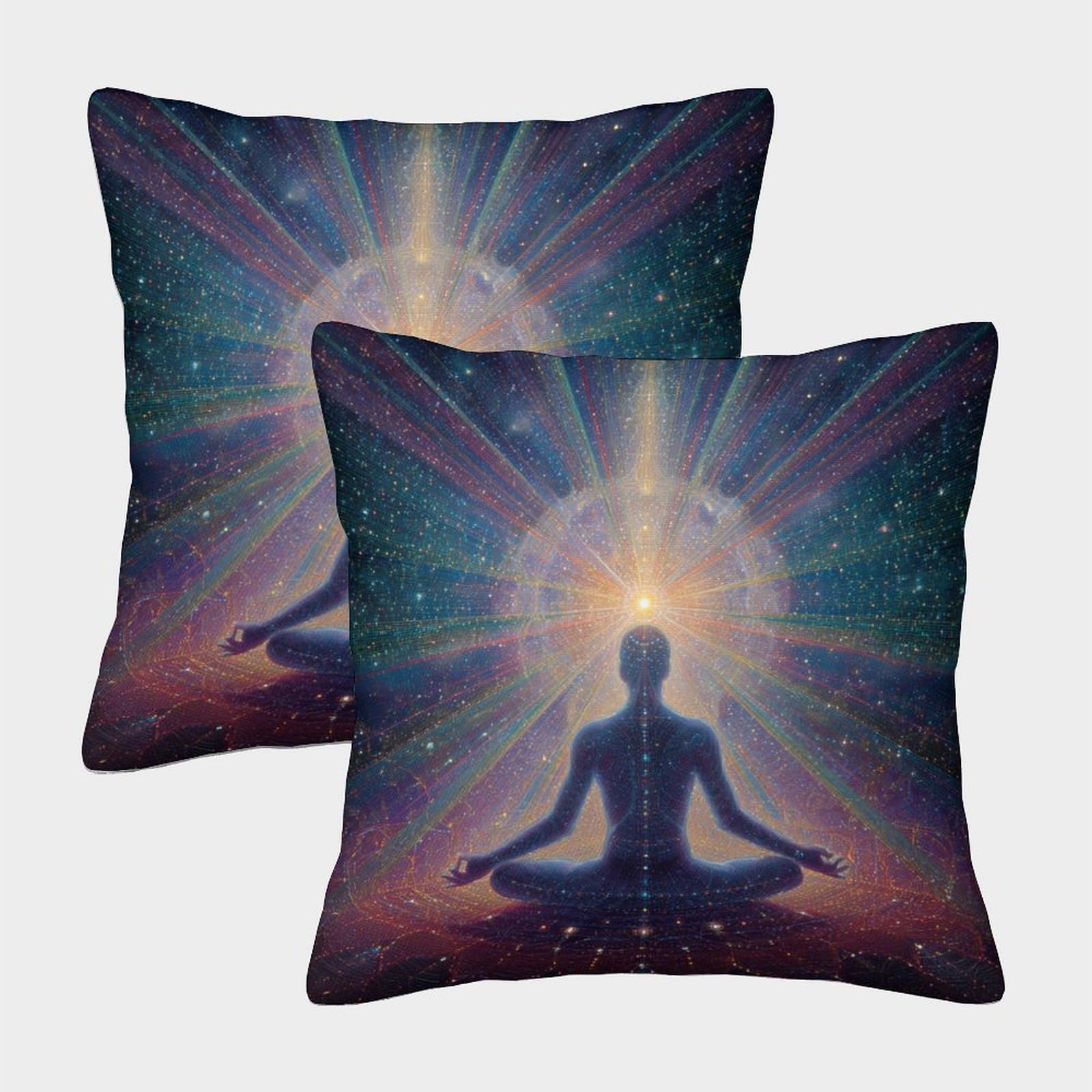 kaiyun 2 Pack Yoga Practitioners, The Light of The Universe Pillow Case Home Decoration Sofa Cushion Cover 40x40cm