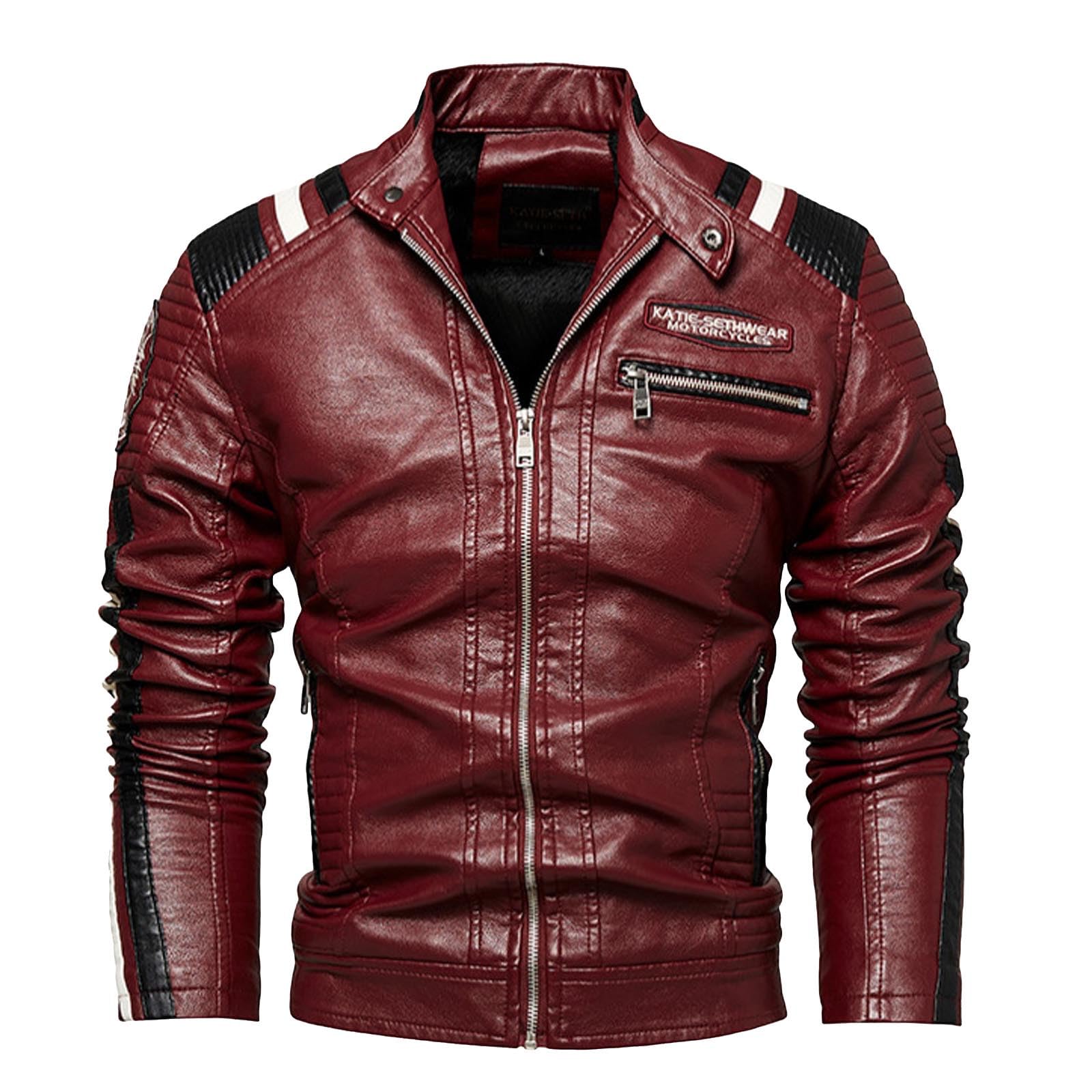 Giacca in Pelle Uomo, Elegante Vintage Giacche in Pelle Casuale Sottile Slim Fit Giubbino Primaverile Bomber Corto alla Moda Giubbotto Giubbotto Moto Estivo Giacca Antivento alla Moda, Classica, Nero