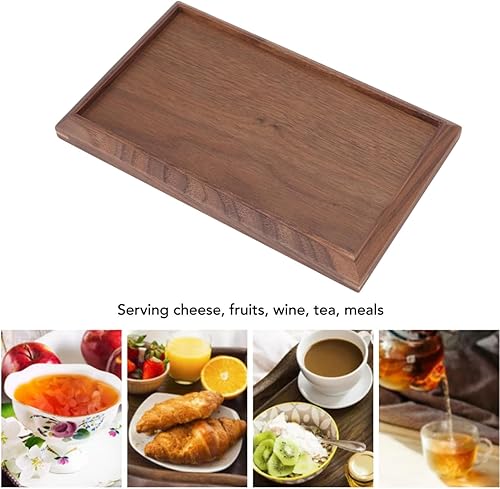 Miniatura 5 de Bandeja de madera de nogal negro, bandejas rectangulares de madera para servir, bandeja grande de madera oscura, bandeja decorativa rectangular,
