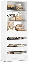 Aheaplus 21.3" Wood Closet Organizer with 4 Drawers & Open Shelves, Tall 80" Storage Cabinet for Walk-in Closets, White