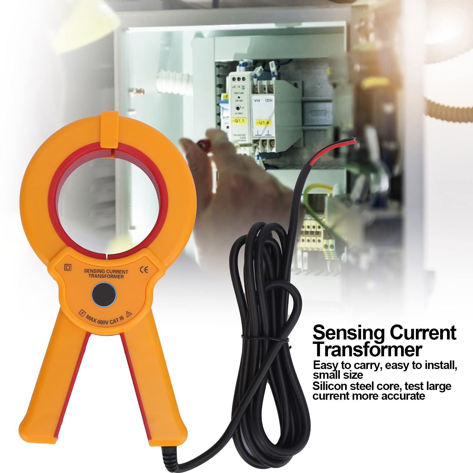 Transformador de Corriente, Sensor de Corriente con Abrazadera de Acero de Silicio ABS, Entrada de 0 A A 1000 A, Mandíbula de 70 Mm, 40 Hz A 1 KHz, para Pruebas de Potencia y Uso de