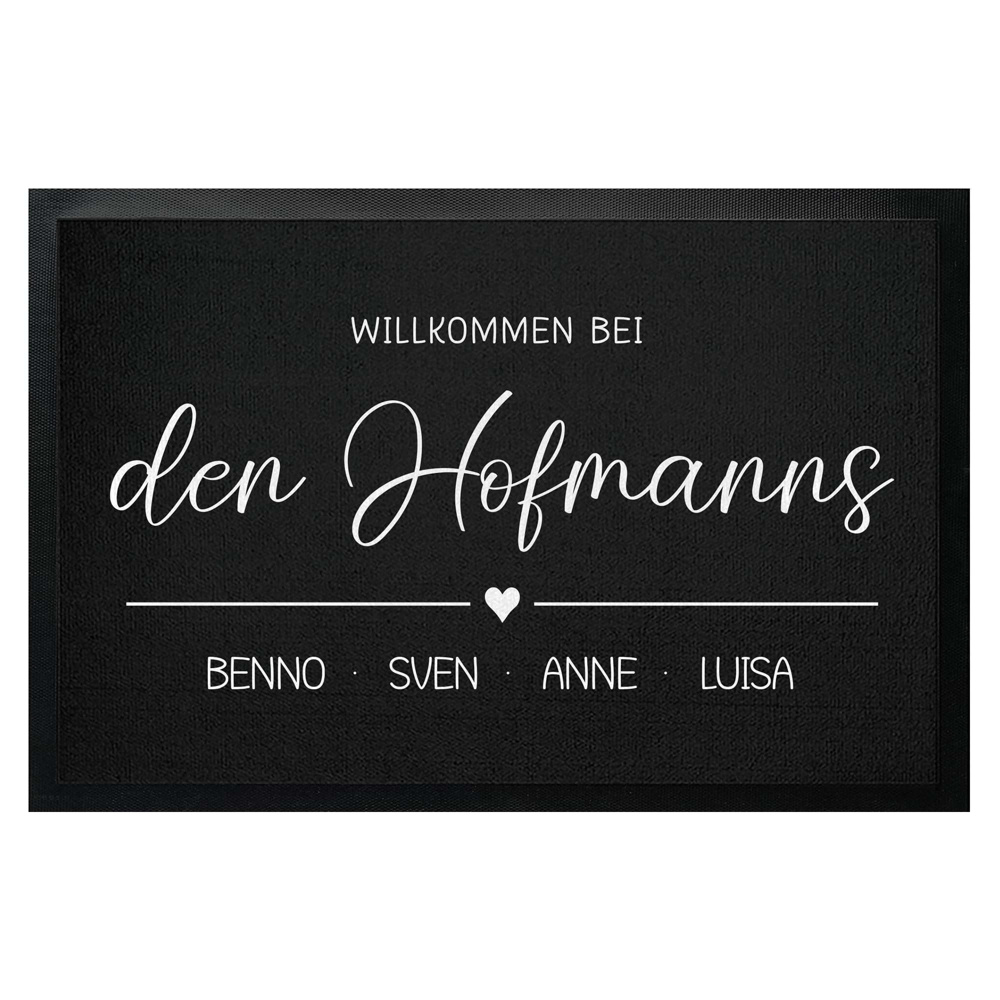 Personalisierte Fußmatte Willkommen bei Familie Wunschtext Name bis 120cm | Türmatte Familie personalisiert als Geschenk Einzug, Umzug, Hochzeit, Verlobung, Geburtstag (75x50cm)