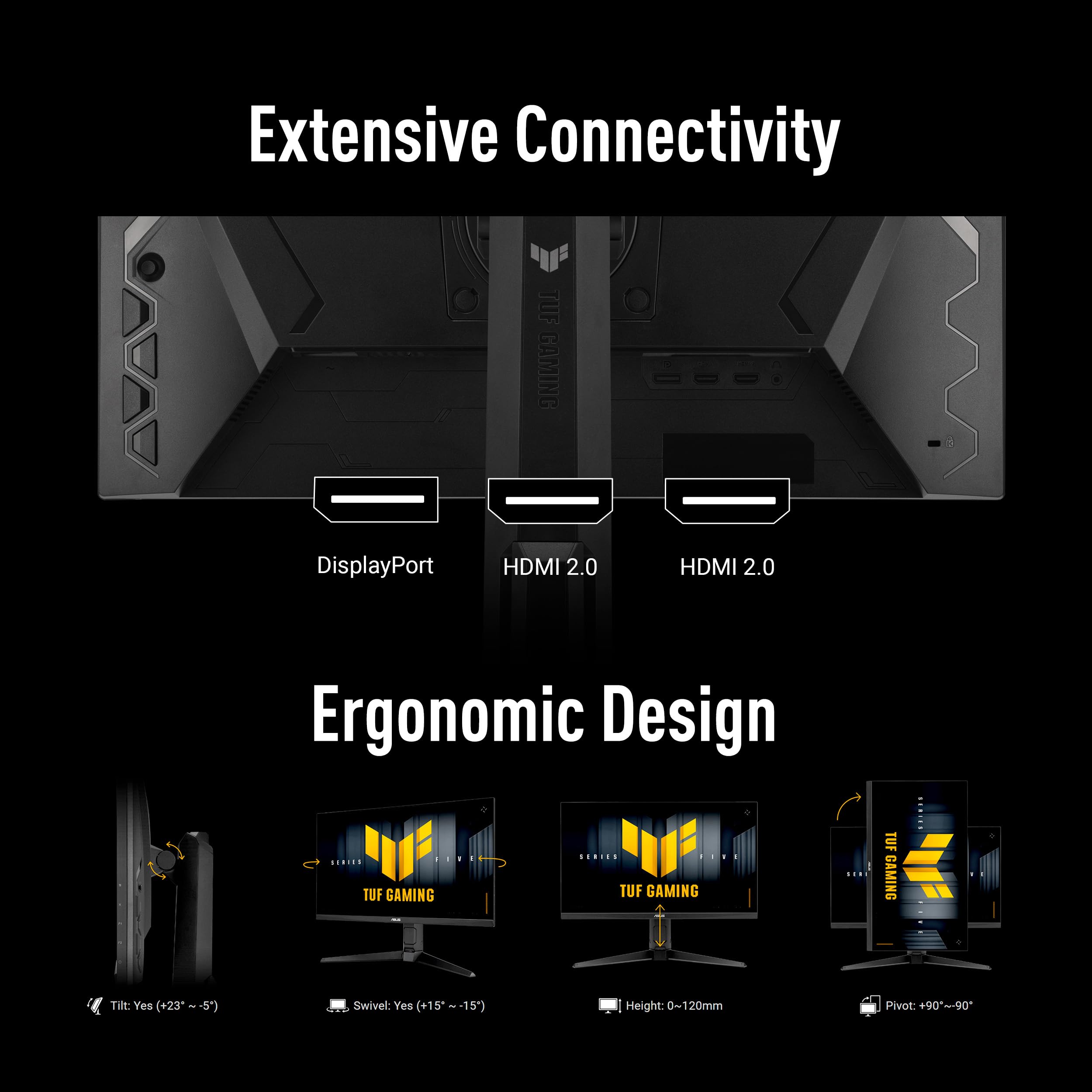 ASUS TUF Gaming Series 5 VG249QML5A - Monitor de 23.8 pulgadas 1080P, Fast-IPS, 240Hz, 0.3ms, Compatible con G-SYNC, FreeSync Premium, 99% sRGB, Altura ajustable, DisplayWidget, Gaming AI, Garantía de