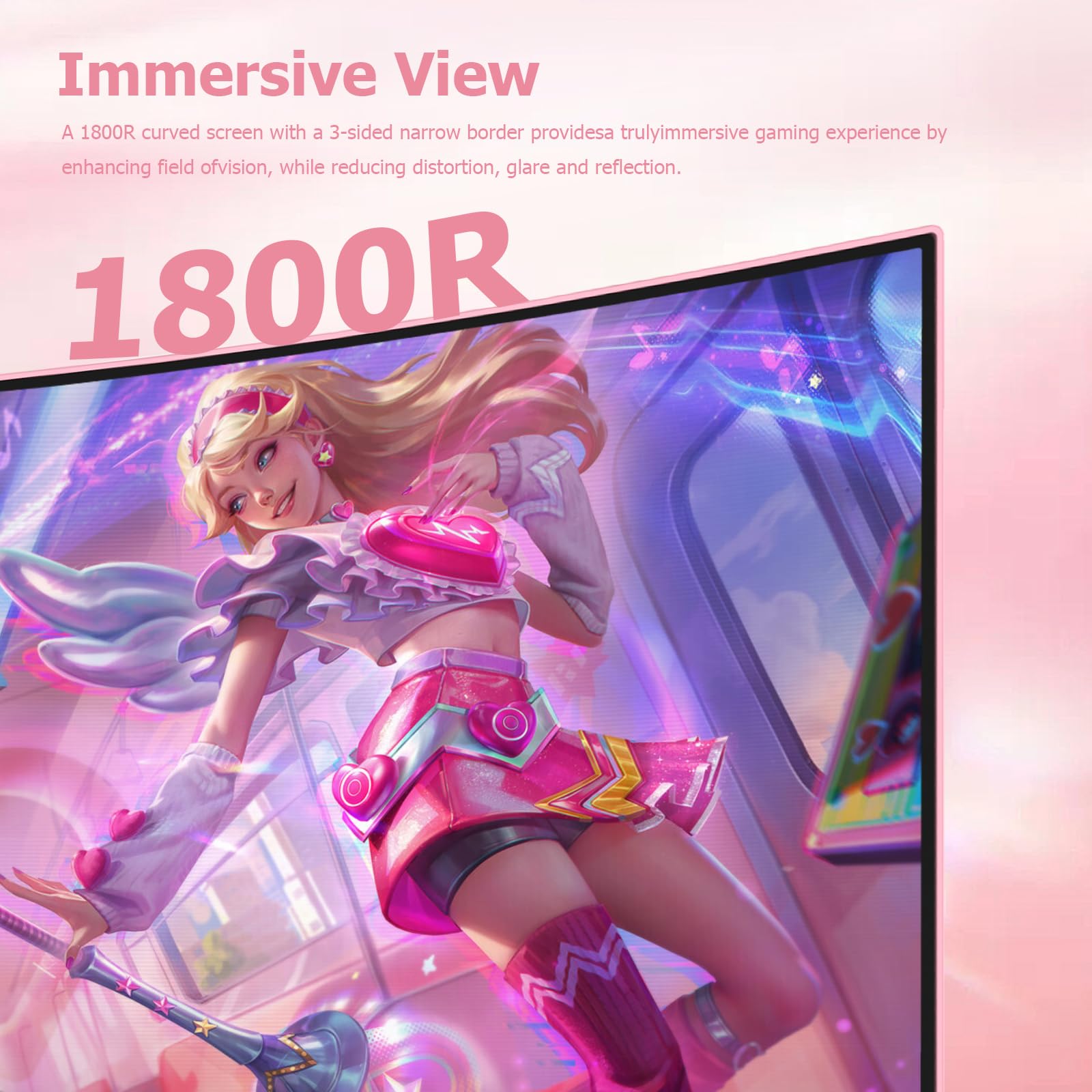 Snapklik.com : Sealan Pink 27 Inch Curved Gaming Monitor 2K 165Hz, QHD ...