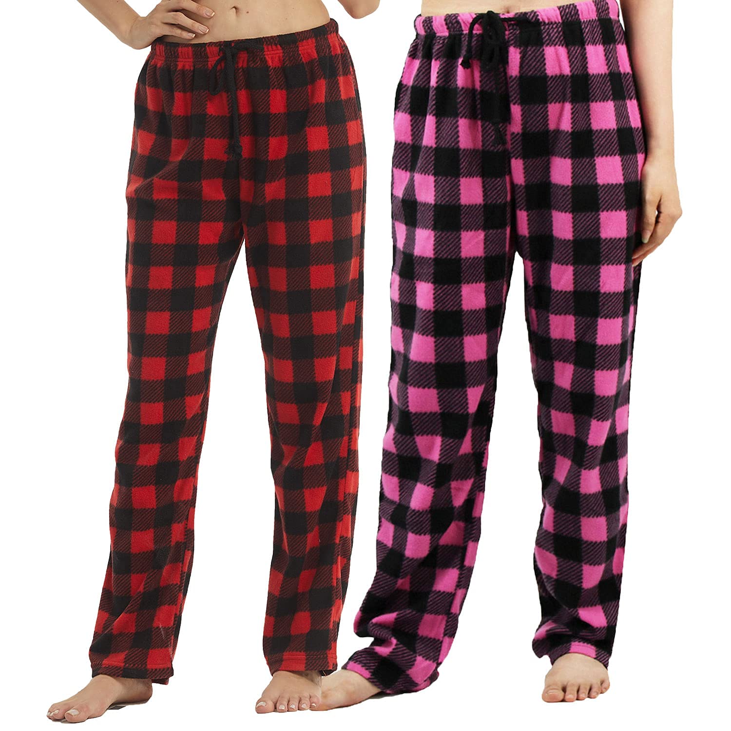 LANBAOSI 1-2er Pack Damen Karierte Schlafanzughose weich Pyjamahose für Frauen Jogging Hose Lange Blickdicht Sporthose Ideal zum Schlaf Lauf und Spaziergang