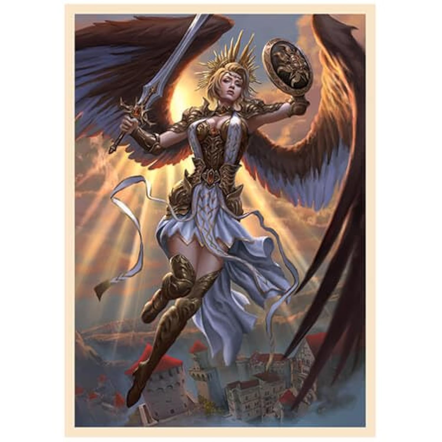 Fantasy North - Ivarra - Daybringer Angel – 100 Smooth Matte TCG Trading Card Sleeves - Fits Magic MTG Commander Pokemon and Other Card Games -