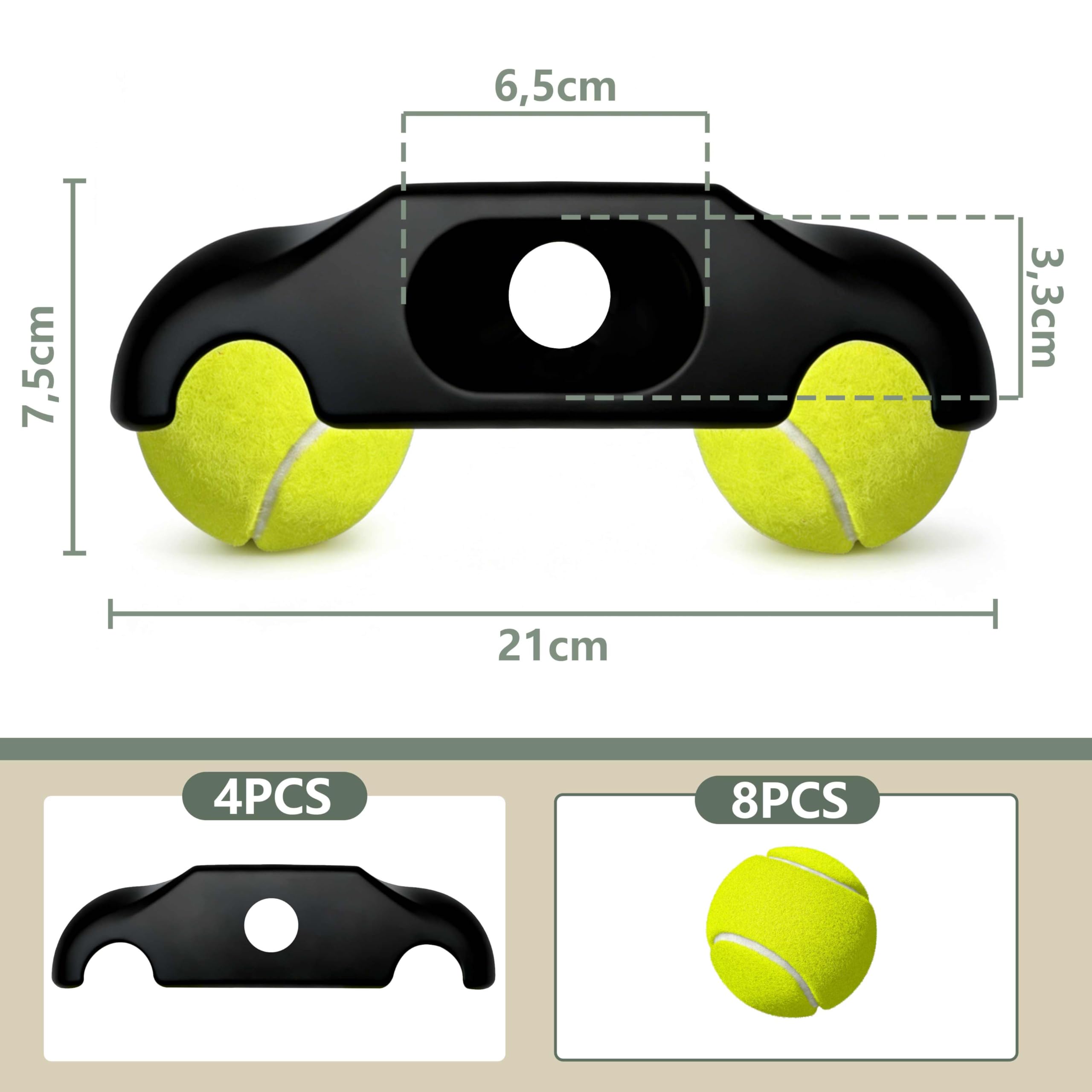 4 Stück Rocker Plate Füße mit 8 Tennisbällen, Snap Rocker Feet Adapter, Geräuschdämpfende Wippplatten Zubehör kompatibel mit Wahoo Kickr Core 2 Indoor Fahrradtrainer