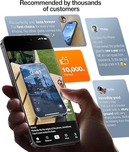 Miniatura 8 de UltraGlass UNBREAK TOP 9H+ - Protector de pantalla de vidrio templado para iPhone 141313 Pro Military SGS inastillable y más duradero Protector de