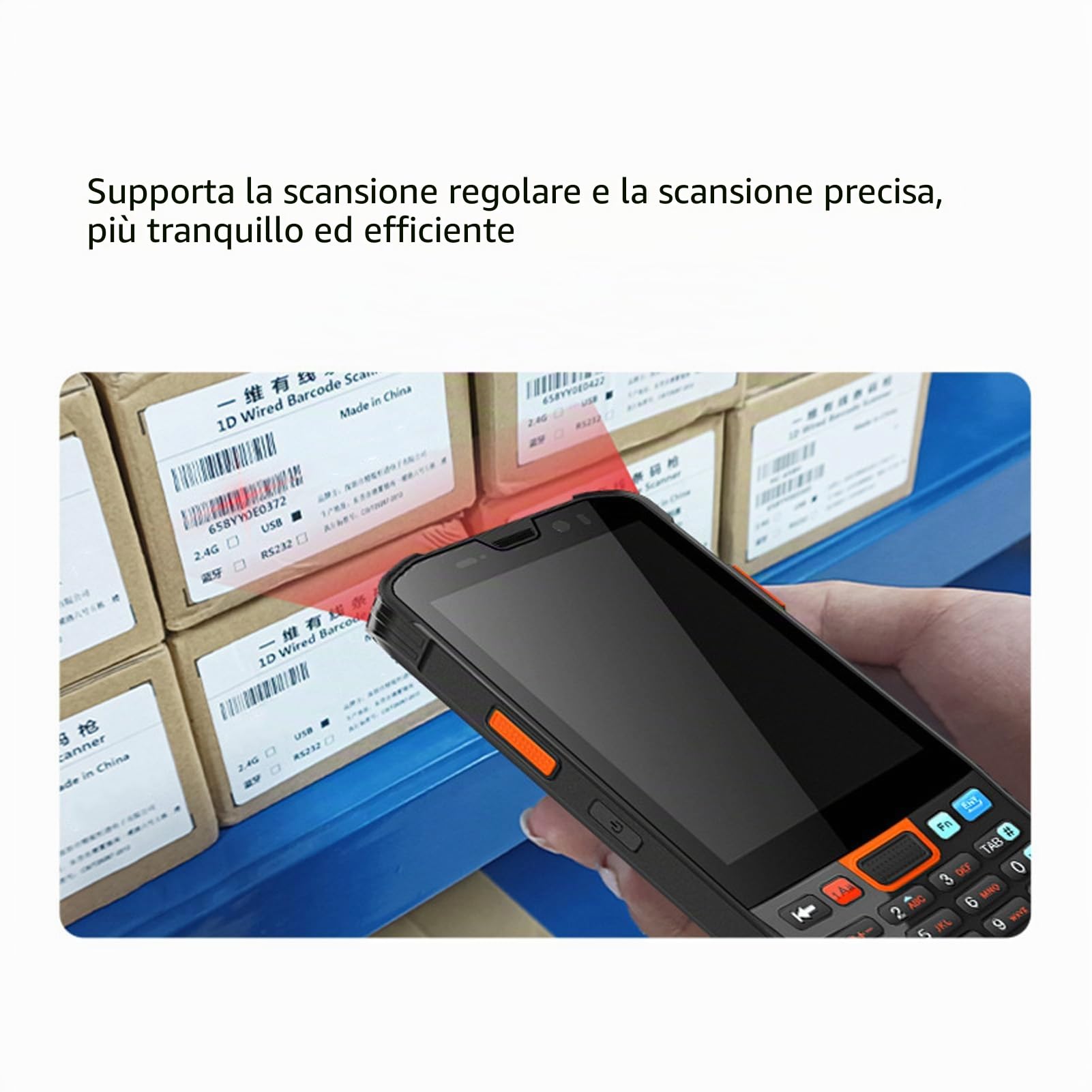 Analizzatore di codici a barre Android, 4G WiFi Bluetooth 3GB+32GB Android 11 1D 2D Barcode Scanner Impermeabile IP66 Terminale dati portatile del computer mobile per l'inventario