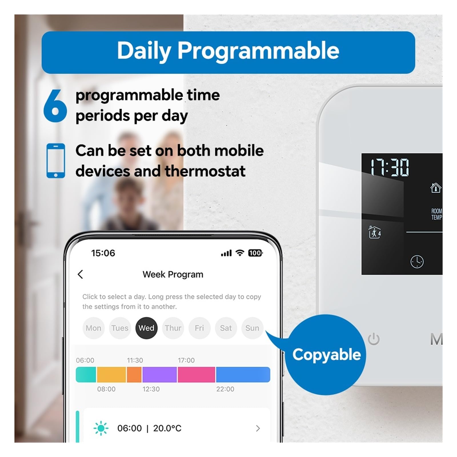 Thermostat Intelligent, Thermostat Intelligent WiFi for Chauffage d'ambiance alimenté par Batterie