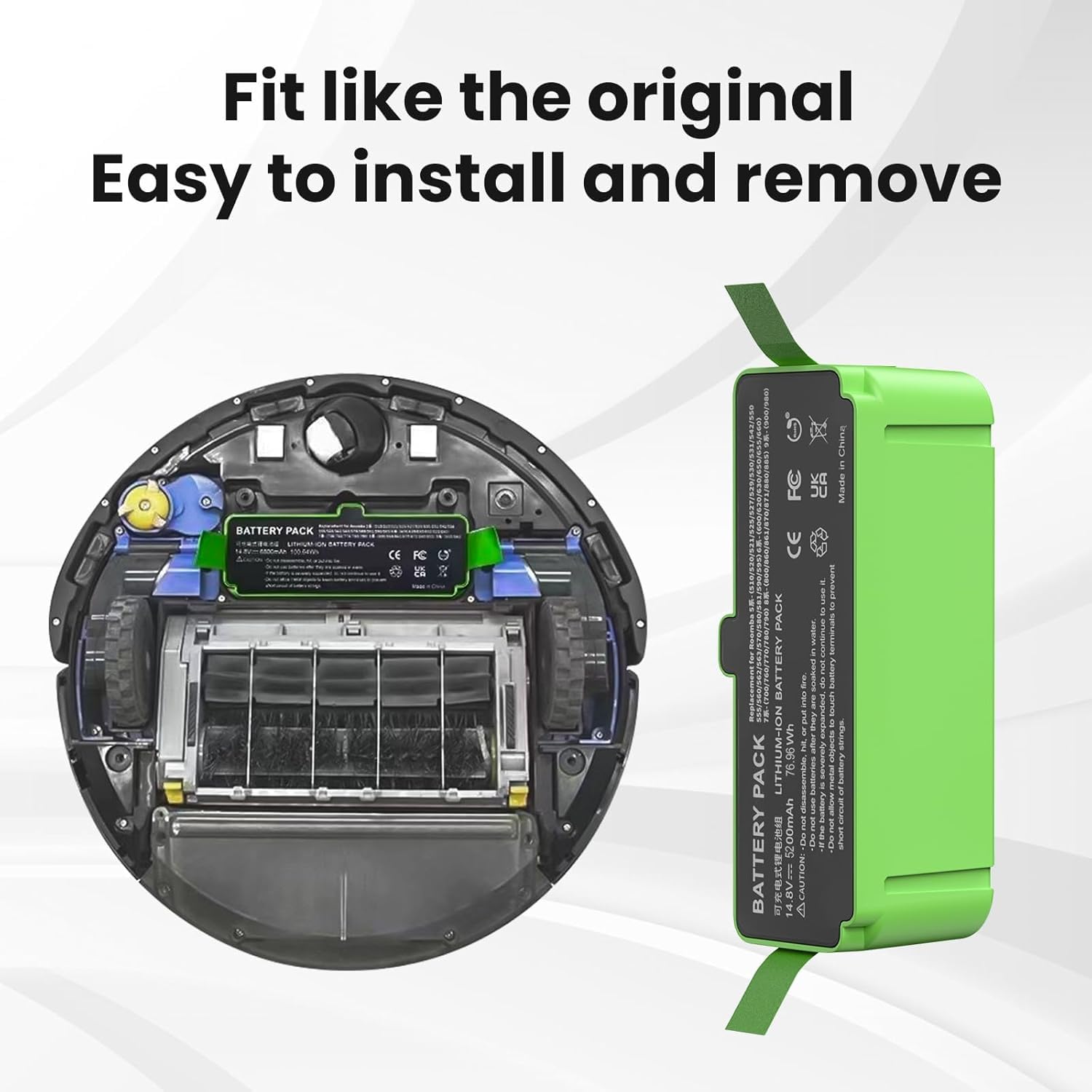 Batteria 14.4V 5200mAh Per IRobot Roomba - Sostituzione Li-ion Per Serie 500-900, Con Protezioni Integrate - Foto 3