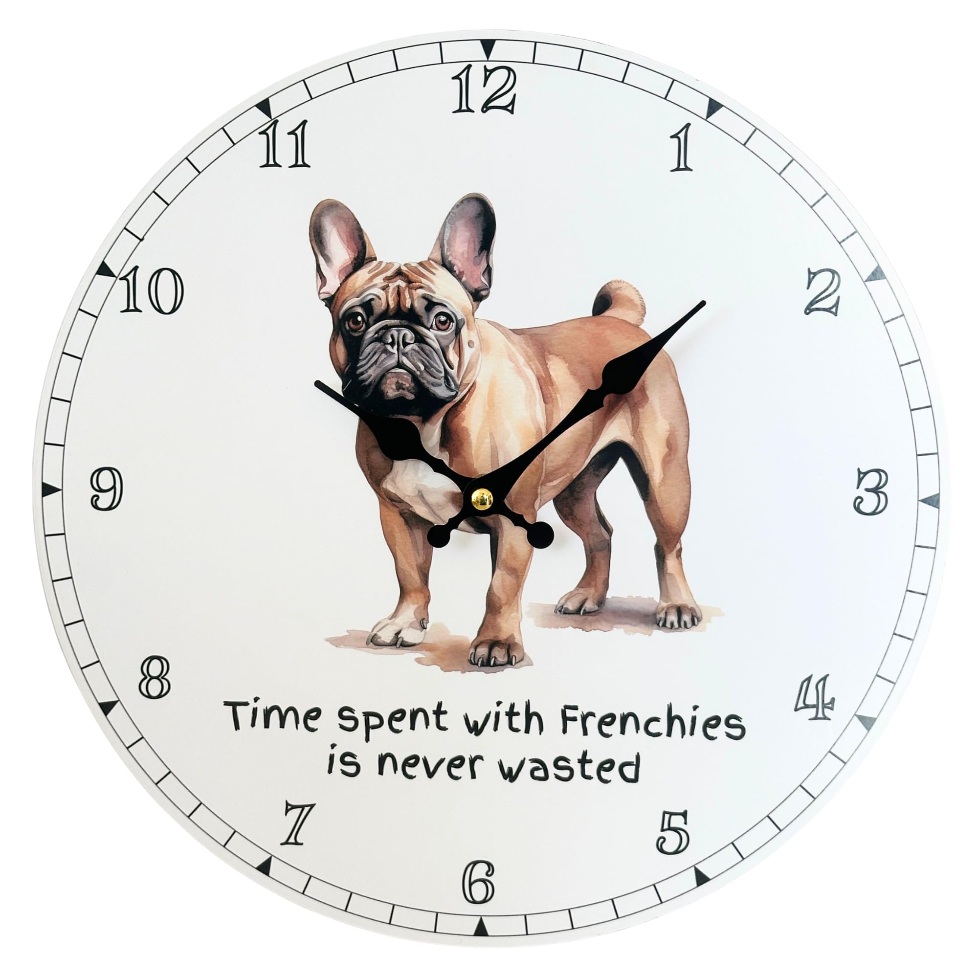 Animal Crackers Dog Breeds Clock With 'time Spent With Frenchies Is Never Wasted' Wording from B&Q