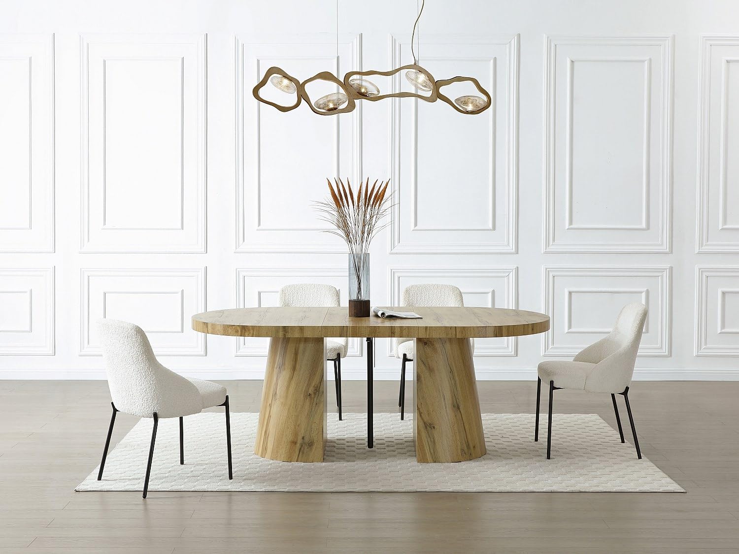 Vente-unique - Table à Manger Extensible 6 à +12 Personnes en MDF - Naturel Clair - CLOEVA