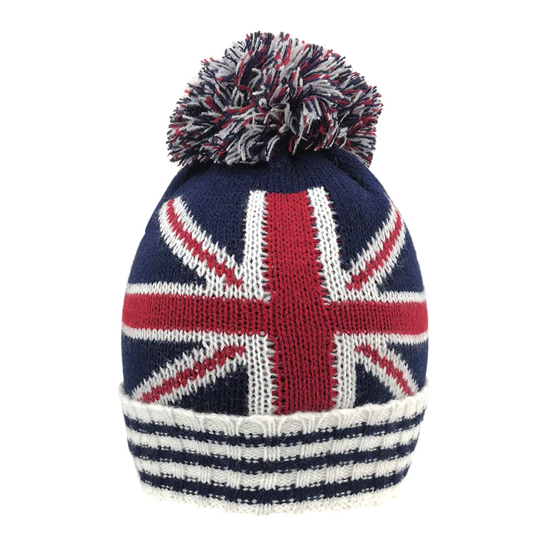 M MACAHEL Unisex Union Jack/UJ Souvenir Gift Country Love British Beanie (White/Blue Band)