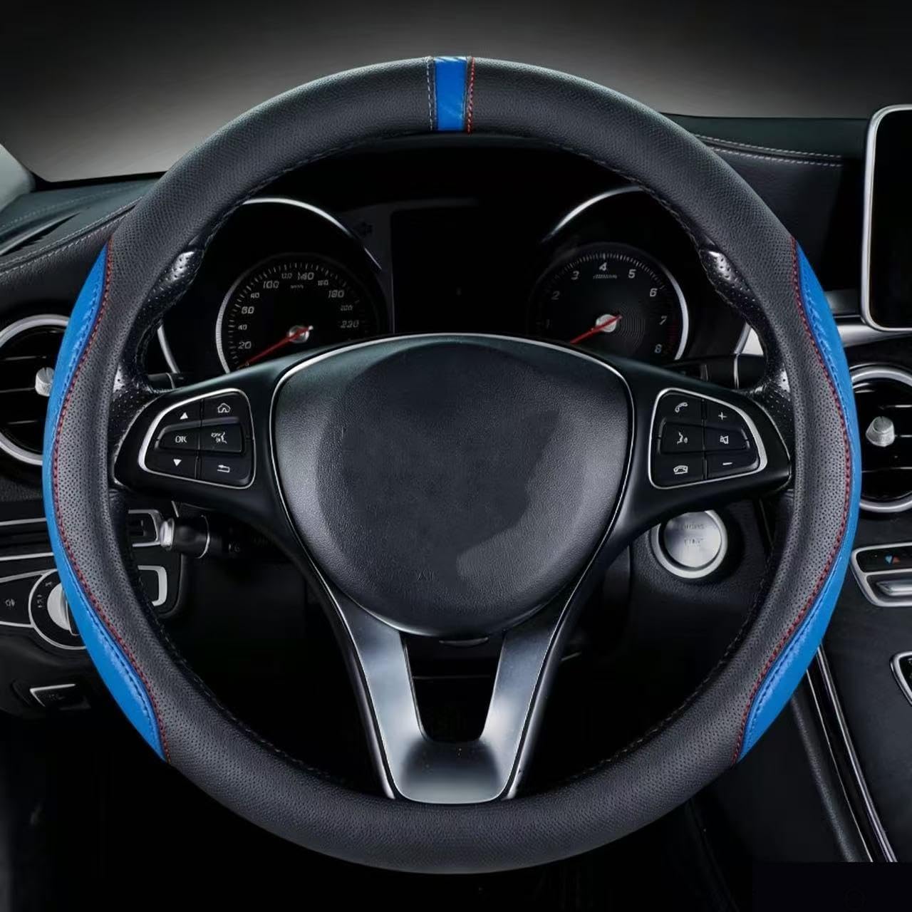 WENINETIES Steering Wheel Cover for Peugeot 3008 E3008 P64 2024 2025, Car Steering Wheel Protector Wheel Sleeve Steering Wrap Steering Guard Non-slip Vehicle Accessories,Blue