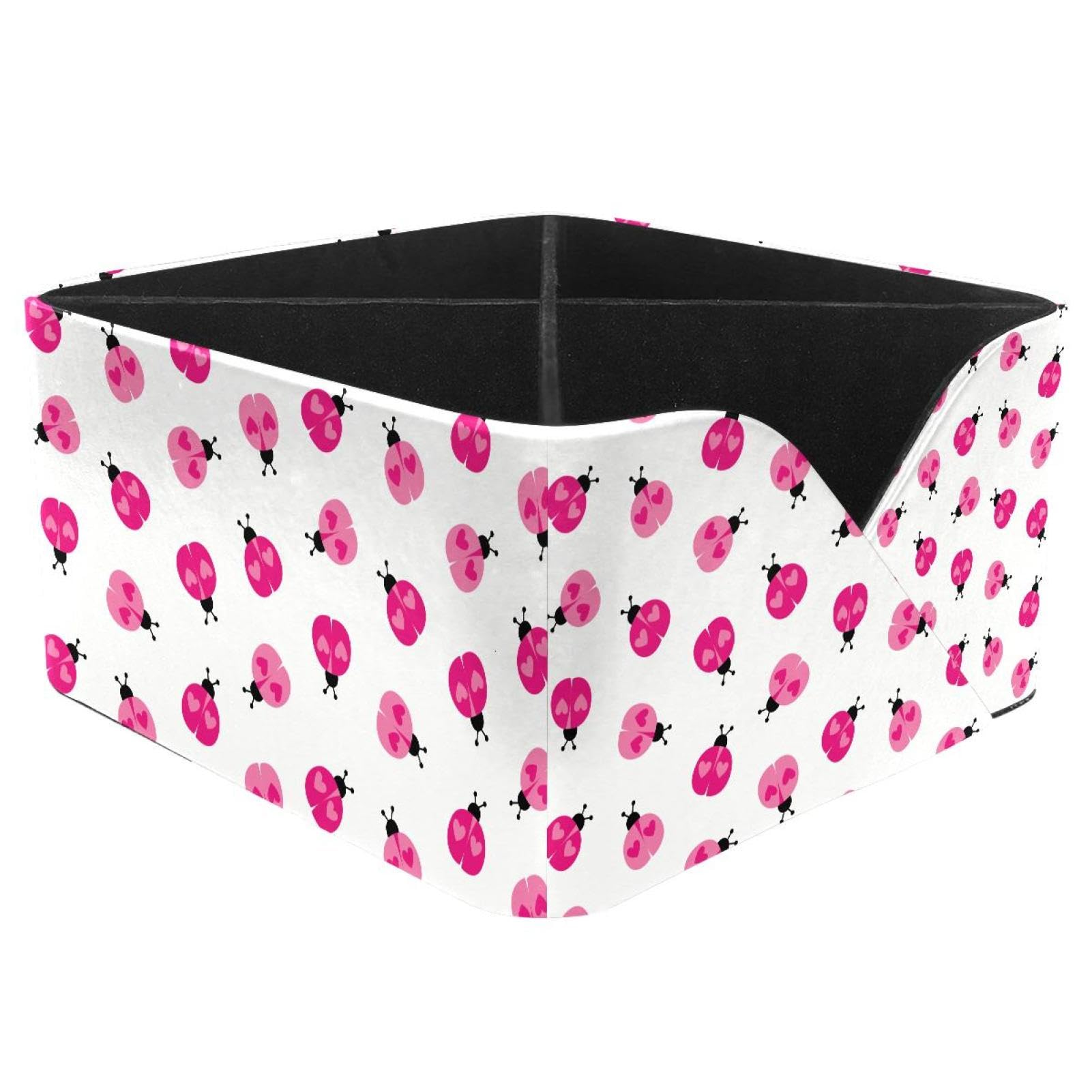 KengjuTesu Ladybird Heart Desktop Organizer Pen Holder, Rectangular Pencil Cup for Office, Study and Makeup Stations