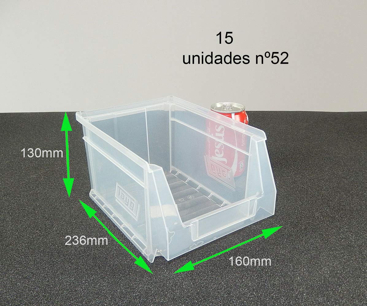 Gaveta Apilable Transparente 15 Unidades 130x160x236 mm Apto Alimentario Registro Sanitario 3904321/V