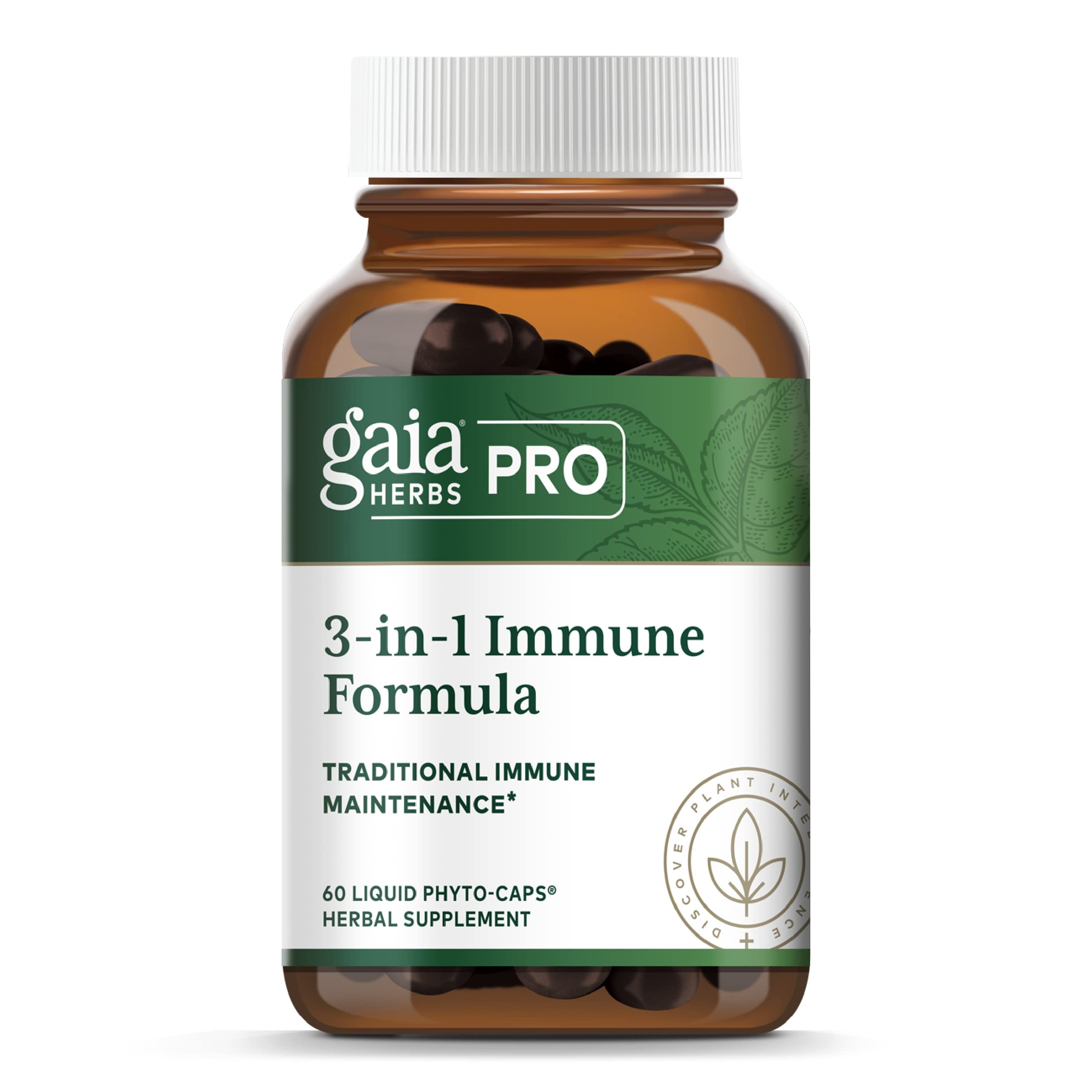 3-in-1 Immune Formula - Stress & Immune Support Supplement - Contains Astragalus Root, Schisandra Berry & More - Vegan, Gluten-Free & Soy-Free - 60 Liquid Phyto-Caps (30 Servings)