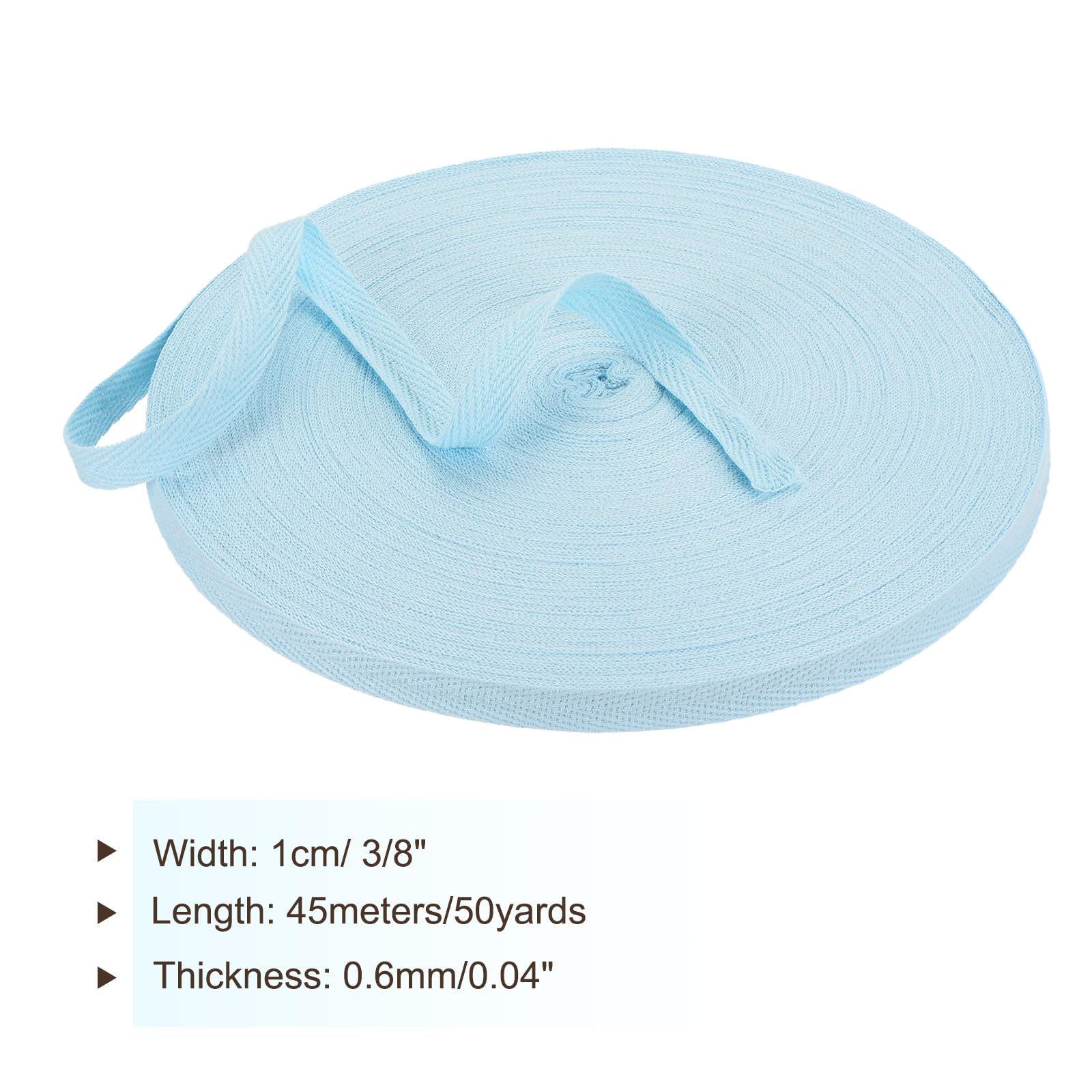 PATIKIL Cotton Twill Tape 10mm(3/8 Inch) 50 Yards Cotton Ribbon Bias Binding Tape Herringbone Webbing Trim for Sewing Gift Wrapping Craft DIY Pastel Blue - Image 2