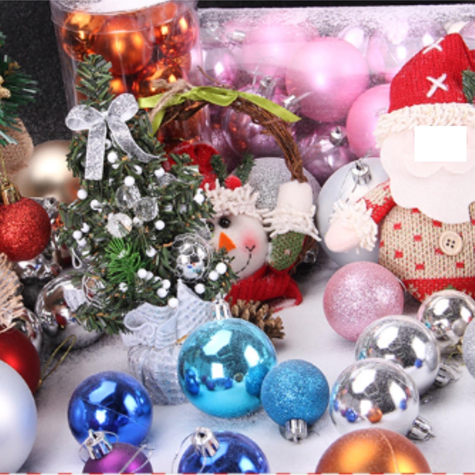 Weihnachtskugeln Christbaumschmuck Aus Kunststoff, 8 cm Durchmesser, Mit 24 Kugeln Weihnachtsdeko,Christbaumkugel(Blue)