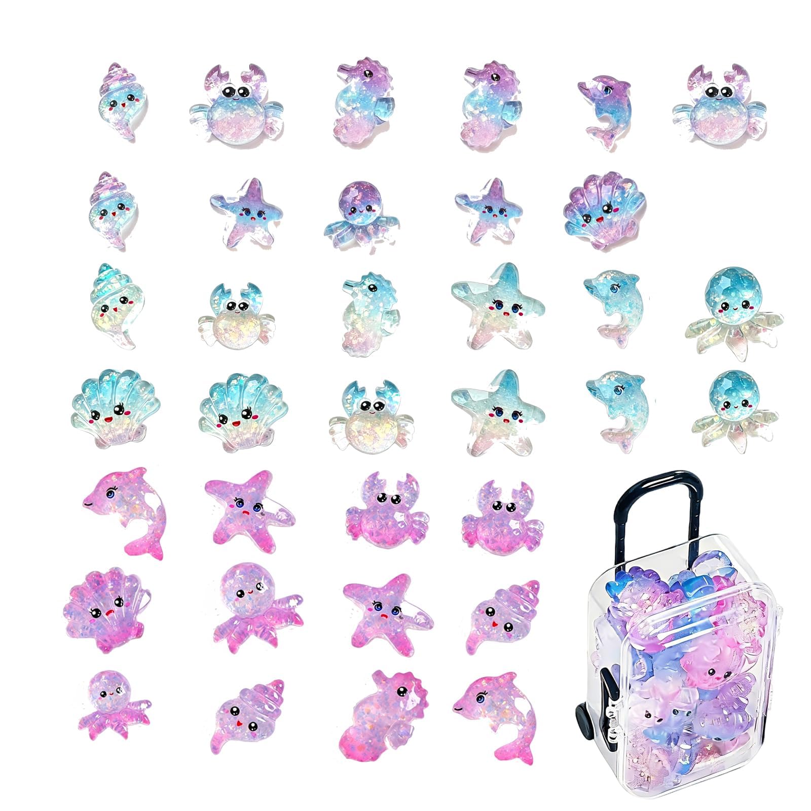aieieii 35pcs Mini Resin Animals Mixed, Mini Animals Sea Creatures