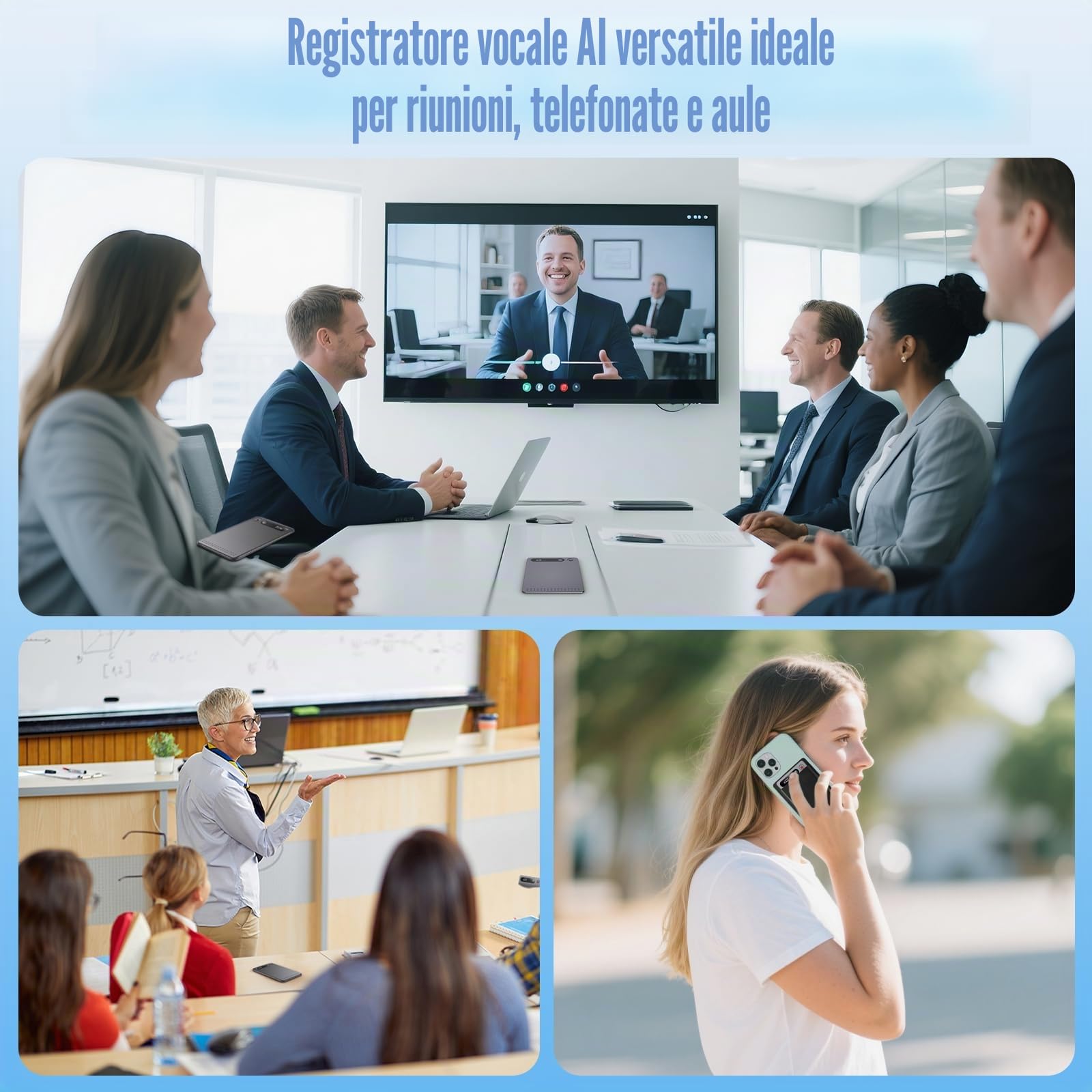 Registratore Vocale AI Tascabile 118+ Lingue Trascrizione & Traduzione in Tempo Reale 64GB Registratore Audio Digitale con Convertitore Testo Sintesi Intelligente per Appunti Riunioni