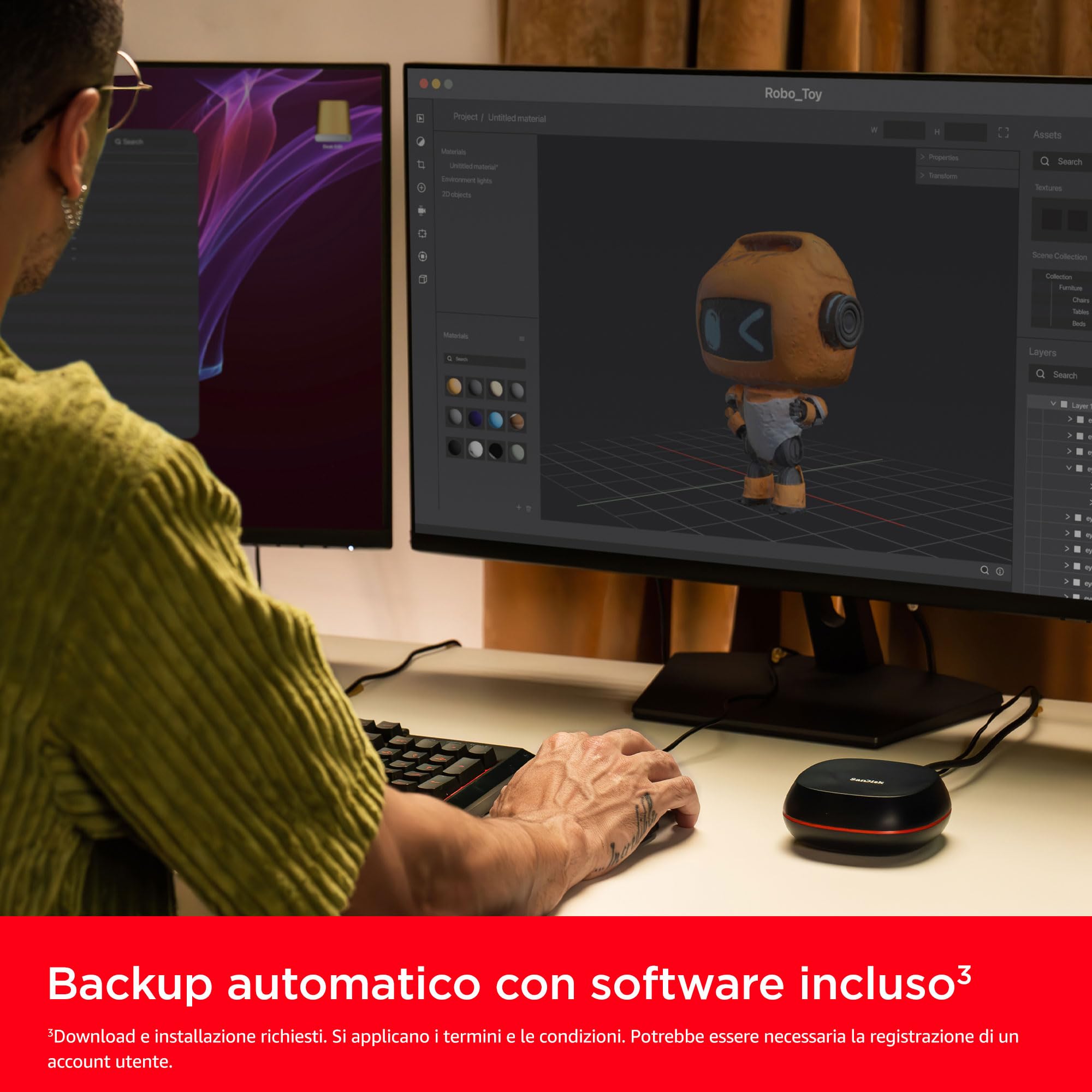 SanDisk Desk Drive SSD 4TB Desktop SSD Esterno compatibile con Windows e Mac backup automatici velocità fino a 1000 MB/s Unità a Stato Solido ad Alta Capacità,Formattato exFAT, USB-C USB 3.2 Gen 2