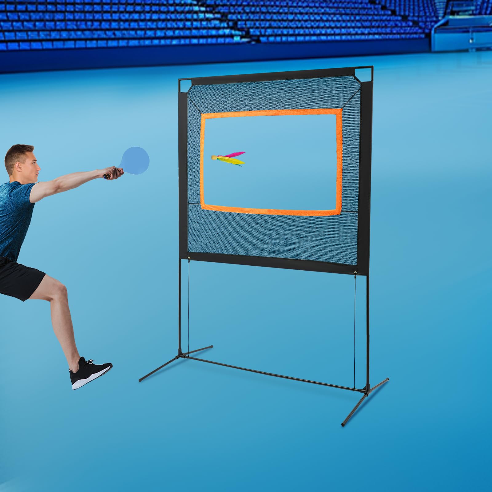 Pickleball Set mit Netz und PaarSchläger für Familienspiele | Modern, Schwarz+Blau, Oxford-Gewebe, 2 In 1, für Strand/Garten/Zuhause