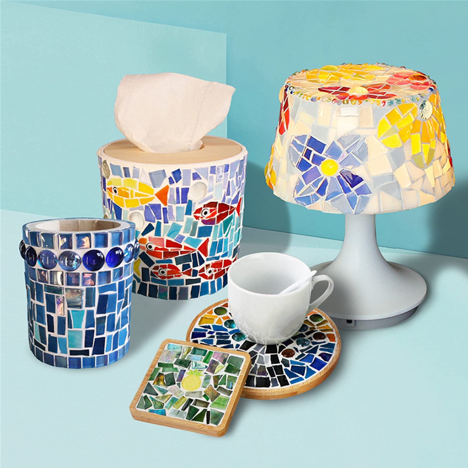 Irregular Stained Glass Scraps Cathedral Glass Pieces Mosaic Tiles for DIY Crafts Assorted Colors and Shapes 14oz/400g