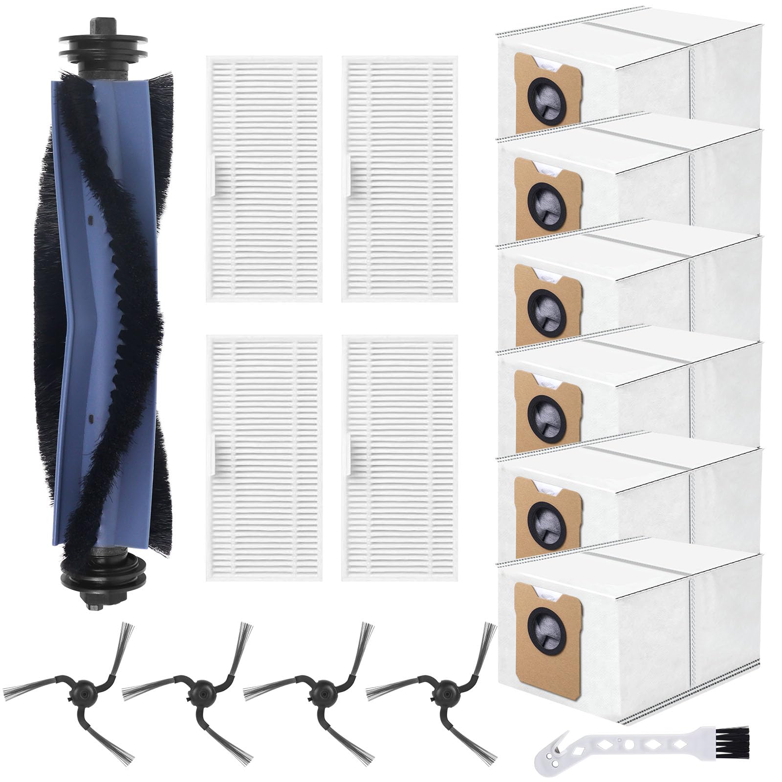 C10 Accessories Kit Replacement for eufy Robot Vacuum C10,1 Main Brush,4 Side Brushes,4 HEPA Filters,6 Replacement Dust Bags,1 Cleaning Tools