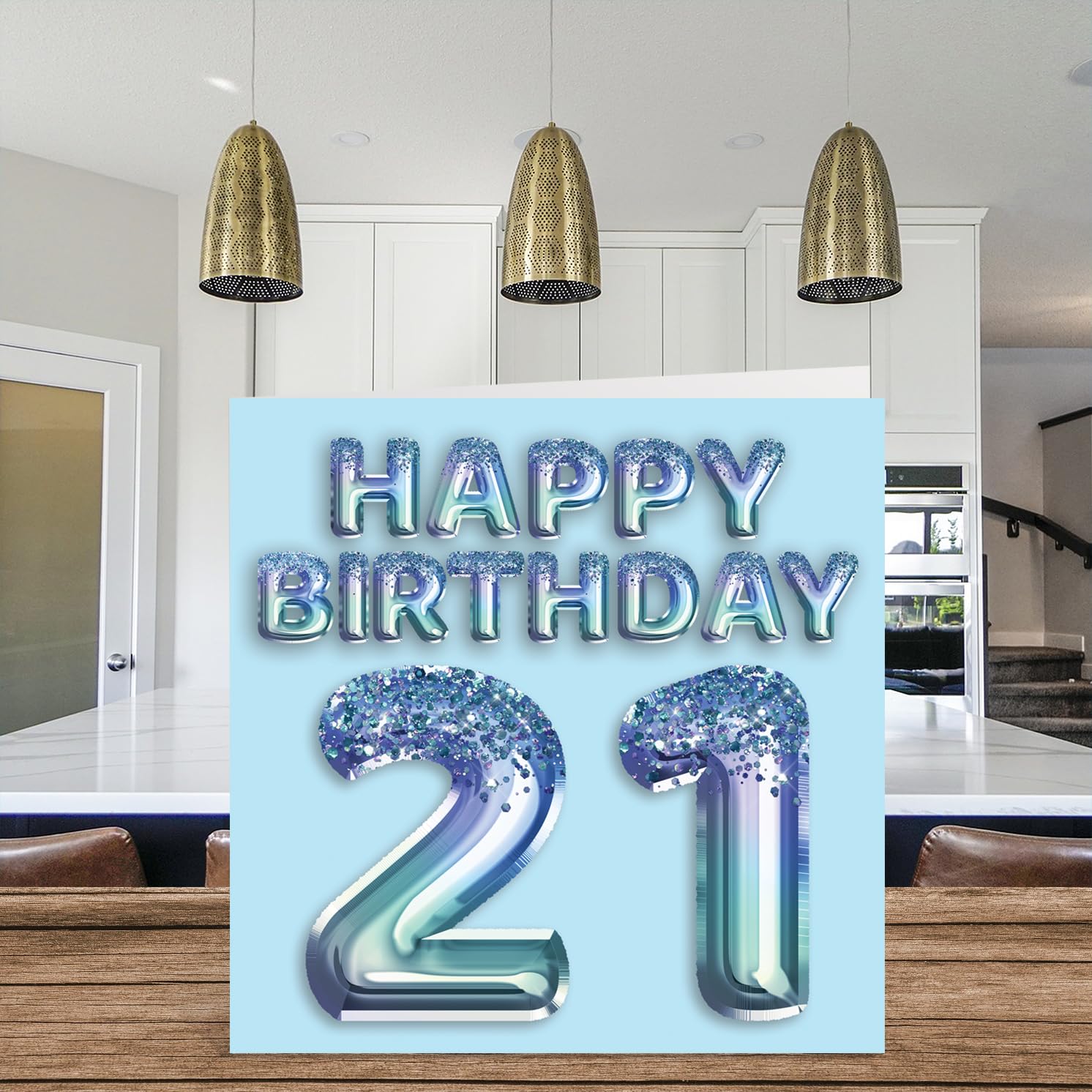 Old English Co. Biglietto Auguri 21° Compleanno Per Lui – Blu Navy Con Stelle – Design Moderno, Cartoncino 280g/m², Fatto In UK