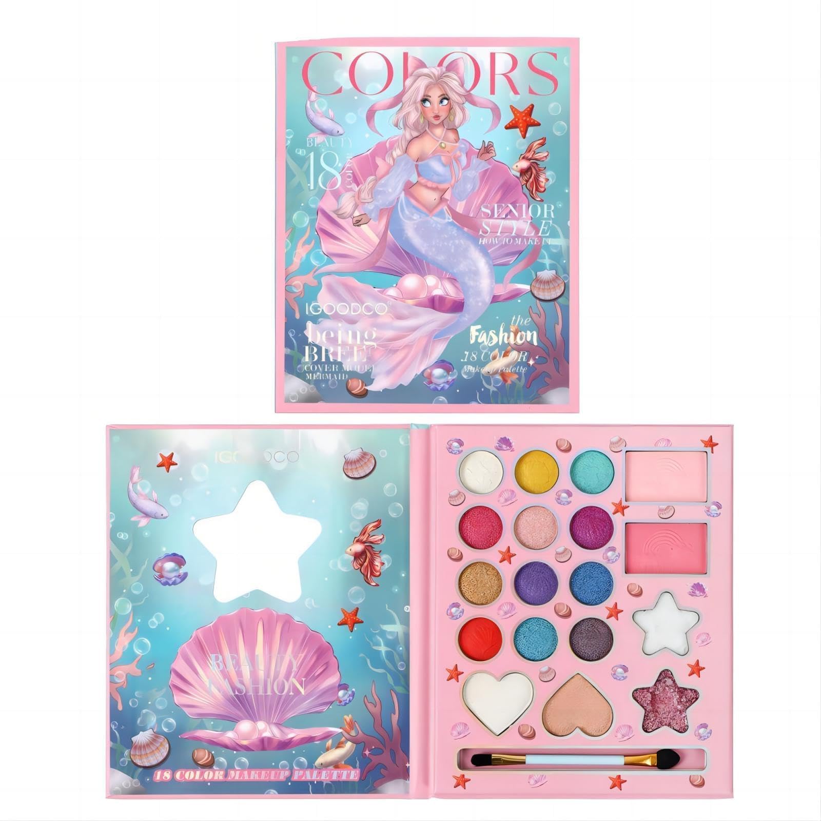 MockTota trucchi per bambina, valigetta trucchi e lavabili per bambini, kit di trucco da Halloween per bambini, kit di trucco da principessa DIY per bambina, Regali adorabili per bambine (18 Colore)