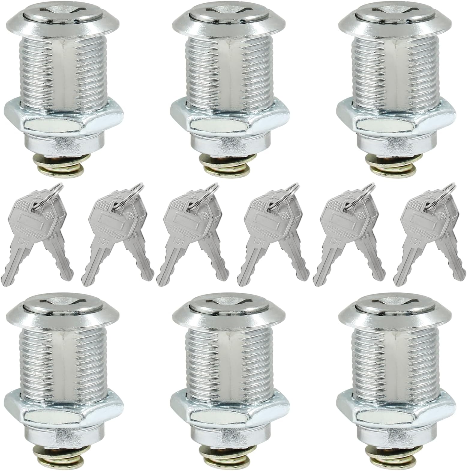 Hitefu 6PCS Cam Locks Keyed Alike, 1" Cam Locks Set, Cylinder