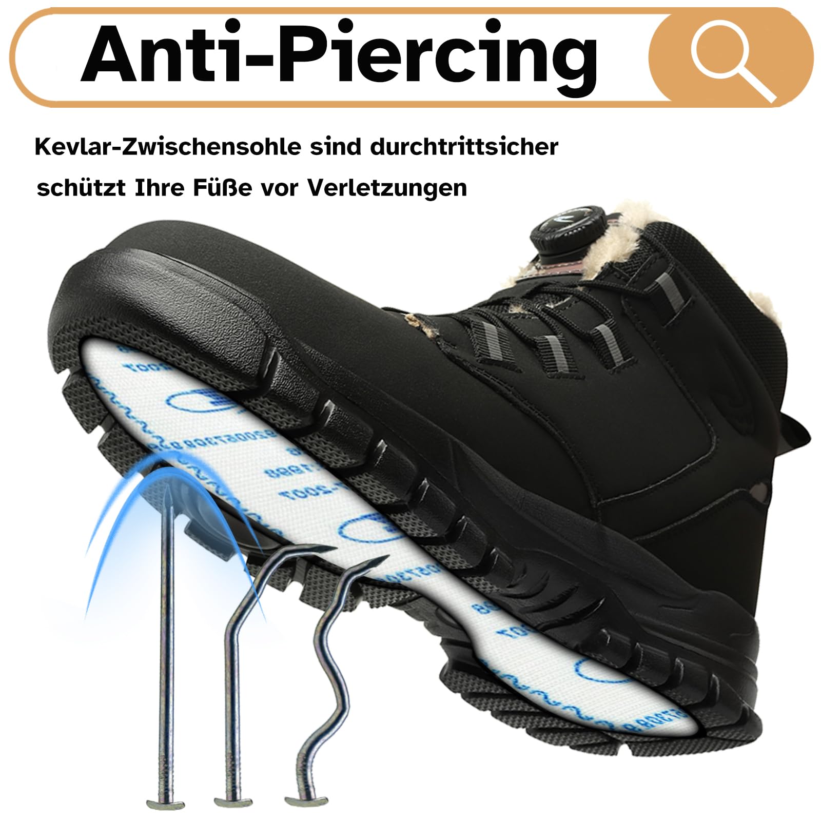 Chaussure de Sécurité Homme Femme Hiver Imperméable Chaussures de Travail Embout Acier Antidérapante Bottes de Sécurité