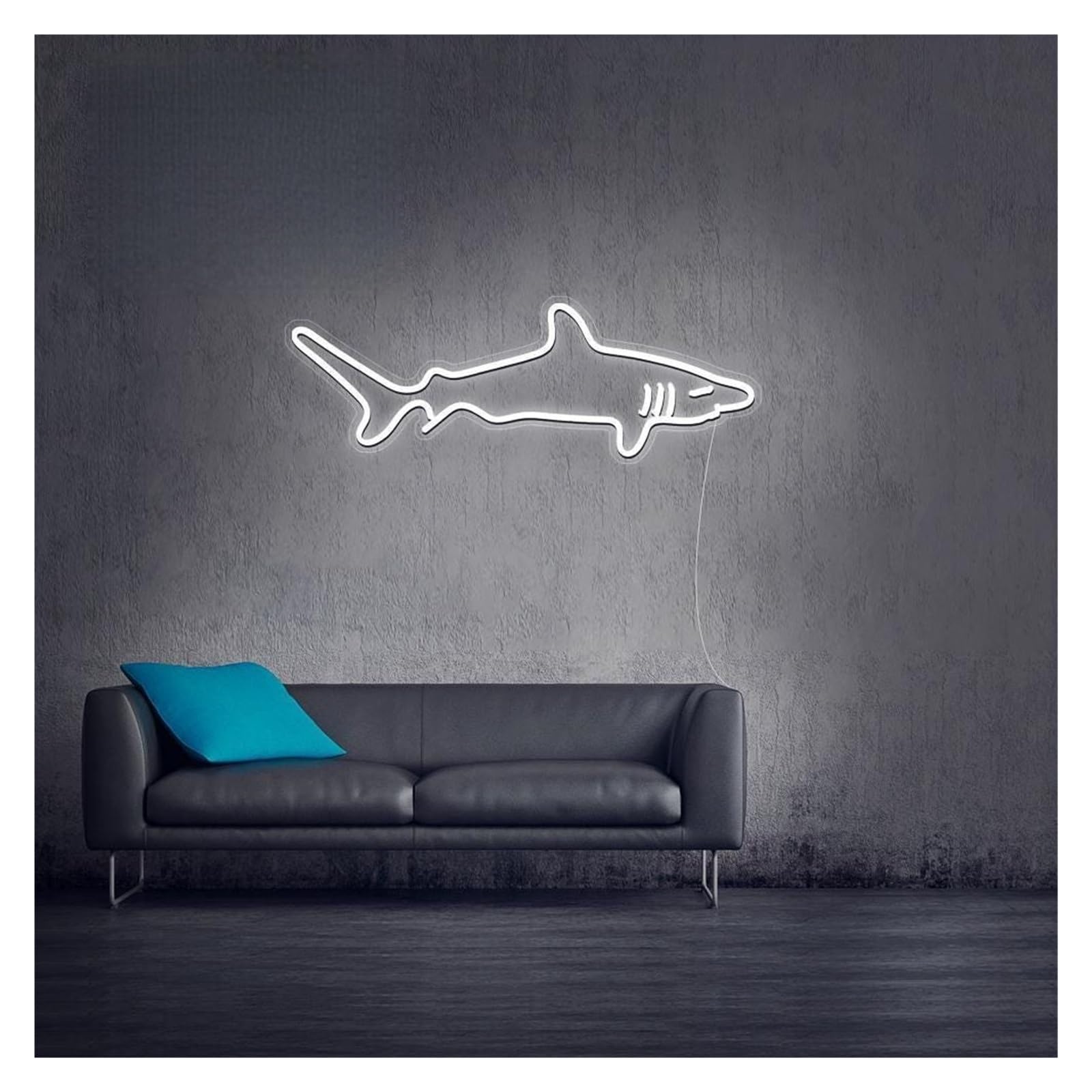 SHOUXI Sign Lamp Shark Neon Sign, Suitable for Home Living Room Decor with Brightness Adjustable 48cm