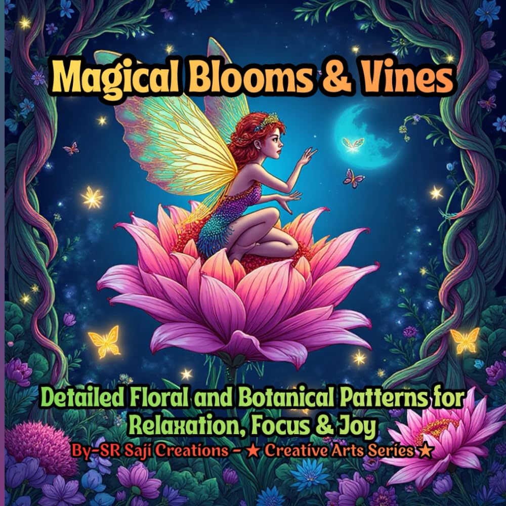 Magical Blooms & Vines: An Adult Coloring Book: Detailed Floral and Botanical Patterns for Relaxation, Focus & Joy (Mystical Garden Coloring Series)