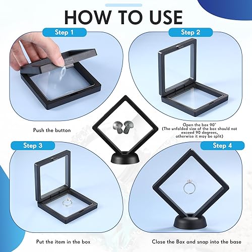 Miniatura 2 de 60 piezas de vitrina flotante 3D de polietileno para joyería, caja de almacenamiento de monedas, marcos de exhibición para monedas antiguas, conchas