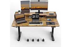 vivo Adjustable Standing Desk with Drawers and Shelf